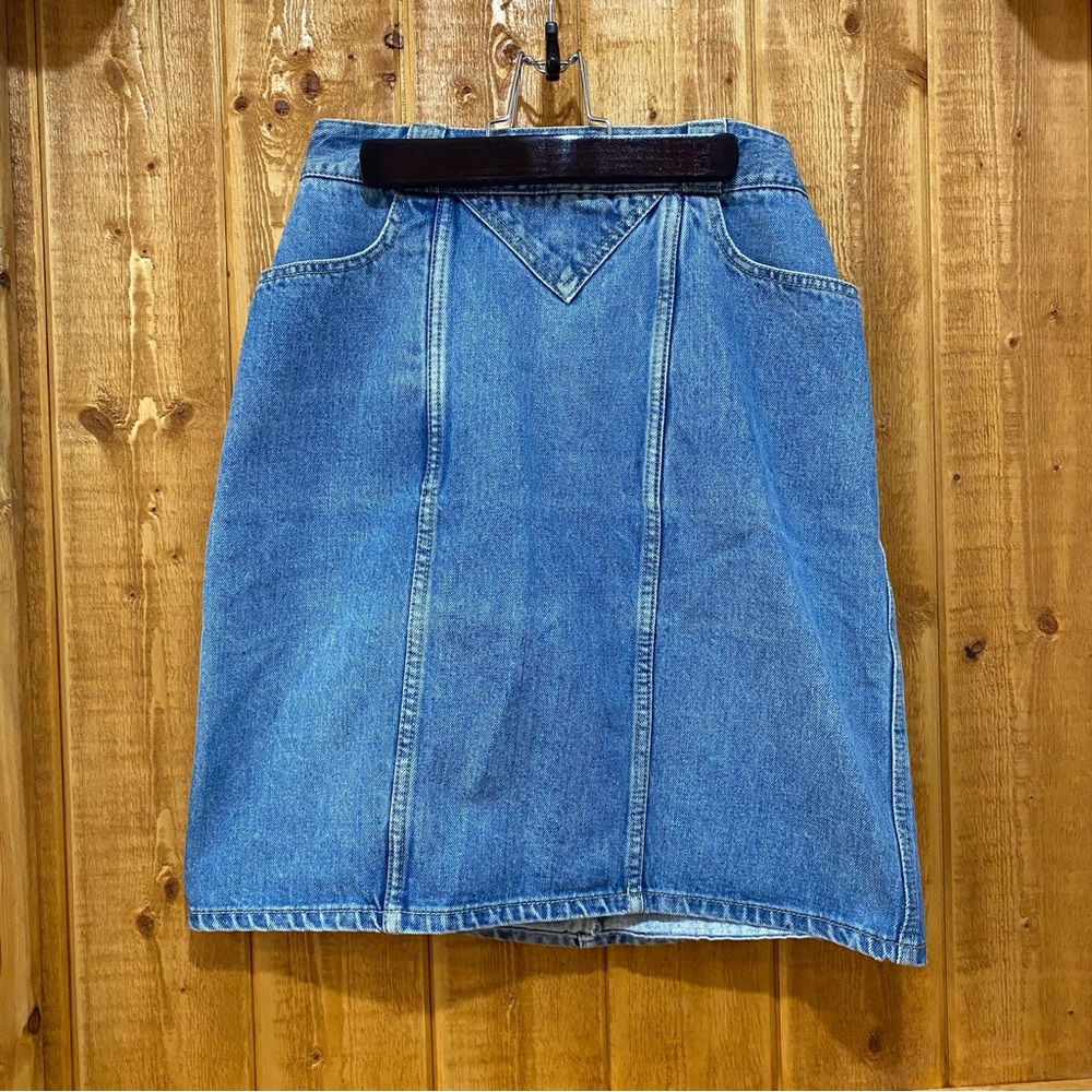 Vintage George Marciano for Guess Blue Jeans Denim High Waist Skirt Size 31